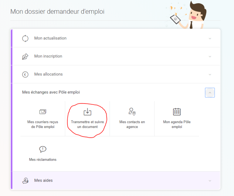 Www.pole-emploi.fr Mes Echanges Avec Pole Emploi Envoyer Un Document